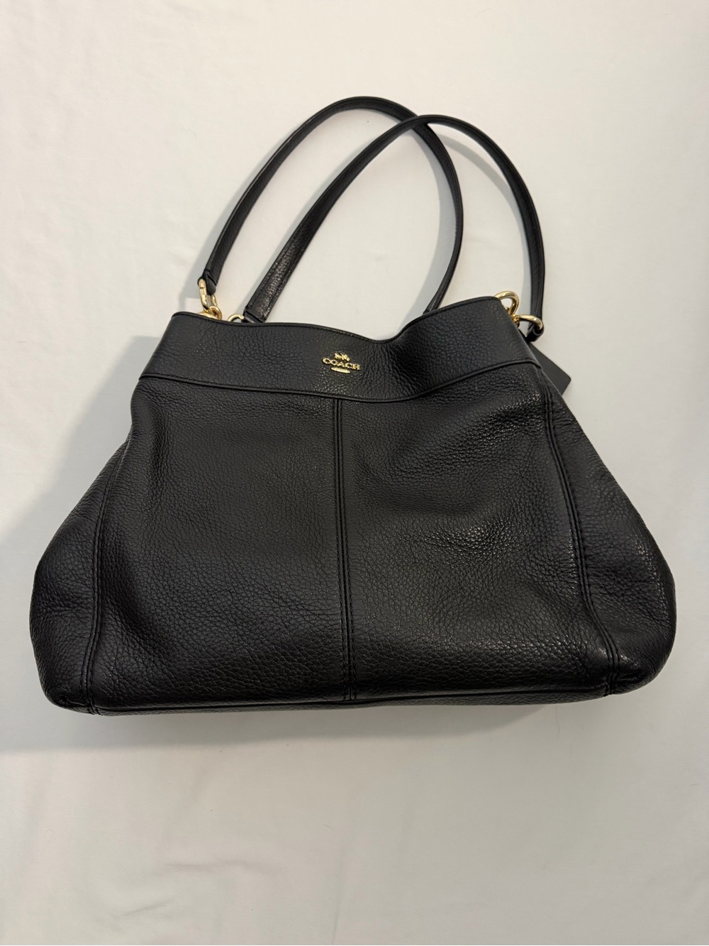Coach Black Pebbled Leather Shoulder Bag with Gold Hardware